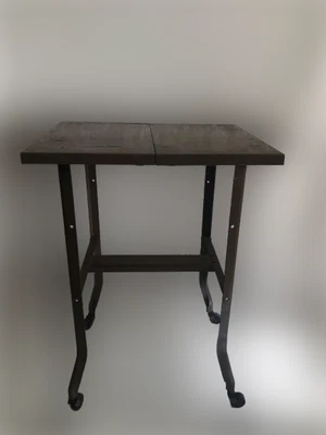 Vintage Petite INDUSTRIAL TYPEWRITER TABLE Expandable Top Metal Rolling Wheels • $125