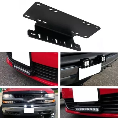 Universal Offroad Front License Plate Mount LED Light Bumper Bar Bracket Holder • $21.99