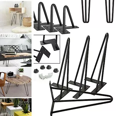 4x Hairpin Table Legs Hair Pin Legs Set For Furniture Bench Desk Metal - 10-86CM • £14.80