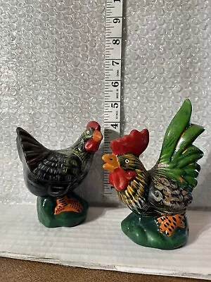 Vintage Hen & Rooster Chicken Ceramic Figures • $12.95