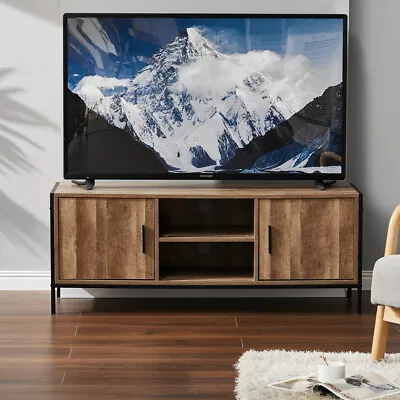 Modern TV Cabinet Stand Unit Wooden Media Storage Space Shelves W/ Doors Shelves • £39.95