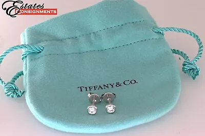 Pair Of Tiffany & Co Elsa Peretti Diamonds By The Yard Platinum Earring Studs • $1699