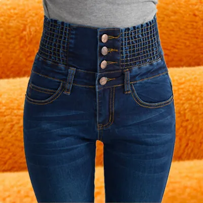 £27.40 • Buy Womens Winter Thermal Warm Fleece Stretch Jeans Pants High Waist Trousers