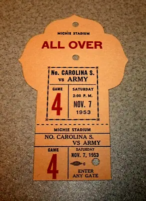 North Carolina NC State Wolfpack Vs Army 11/7/1953 Media Press Pass Ticket Stub • $19.99