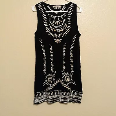 Monoreno L Black Shell Beaded Button Embellished Dress • $18.95