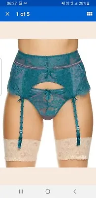 Ann Summers Audrina Suspender Waspie Blue & Grey Pink Size XL 20 22 NWT • £7.50