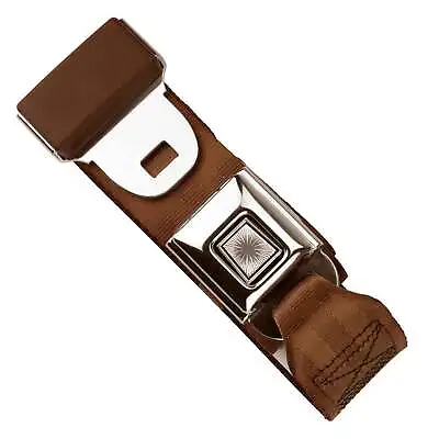 RetroBelt Brown Push Button Lap Belt 60  No Hardware Classic Seatbelt Safety • $29.99