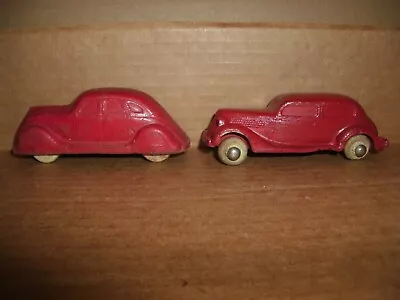 2 Vintage 1930's Sun Rubber Cars Chrysler Airflow & Ford Sedan ? 4'' Long. • $15