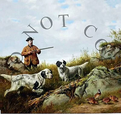 Antique Tait Repro Quail Hunting Photo Print English Settter Double Shotgun # 2 • $11.99