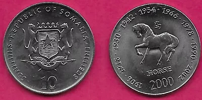 Somalia 10 Shillings/scellini 2000 Unc Horseseries Asian Astrologynational Arm • $2.45