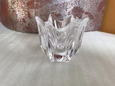 Signed Orrefors Belle Tulip Crystal Bowl Dish Candle Holder 4 X4.5 Jan Johansson • $14.99