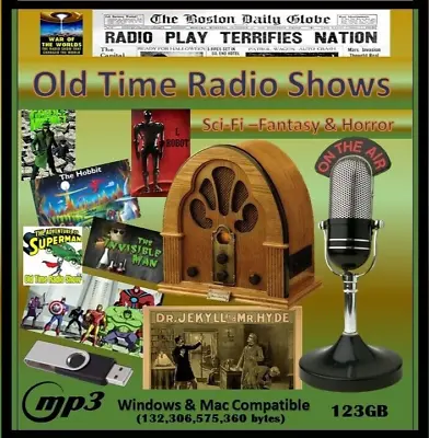 HUGE COLLECTION OF OLD TIME RADIO SC-FI & HORROR SHOWS  123 GB OF MP3's ON USB • £24.99