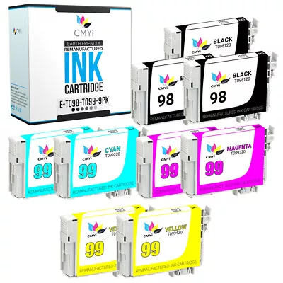 9PK Black Color 98 99 Replacement Ink Cartridges For Epson T098 T099 3BK 2CMY • $28.59