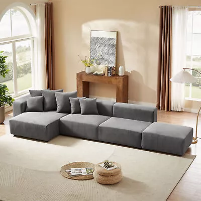 Modern L-Shaped Soft Corduroy Sectional Modular Sofa 4 Piece Set Living Room • $1662.03