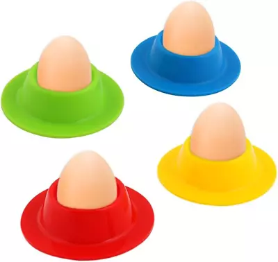 Vicloon Egg Holder Set 4PCS Silicone Egg Cups Set Egg Cups Stand For Kitchen • £7.25