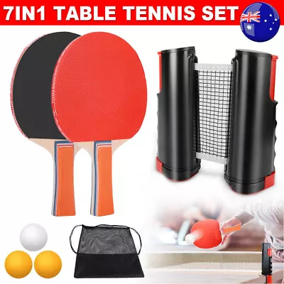 $20.45 • Buy Table Tennis Bats Ping Pong Net 3 Balls Bat Racket Paddle Retractable Extending