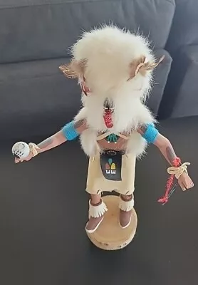 Vintage Kachina Doll White Bear Native American 11  Signed MRL • $15.99