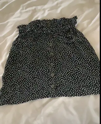 £12 • Buy Oasis Ladies Black Polka Dot Summer Cute Skirt Size 10 Vgc 🖤🤍 Ruched Top