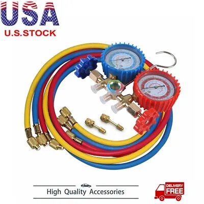 AC Dual Manifold Diagnostic Gauges Set Fit R12 R22 R12 R502 Charging Hoses HVAC • $27.90