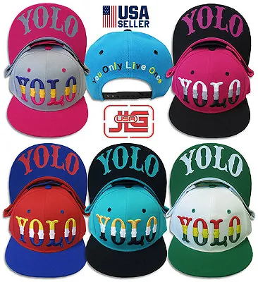 $14.99 • Buy YOLO 2Tone Snapback Acrylic Gradient Emb Adult Adjustable Hats Baseball Cap NEW