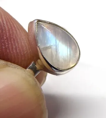 Handmade 925 Sterling Silver 9 X 7 Mm Rainbow Moonstone Teardrop Ring Size H - X • £10.95