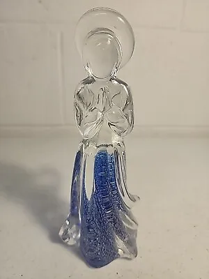 Vintage Murano Art Glass Angel Blue Silver Flakes 7.5”Tall • $20