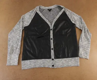 Mossimo Women's Size Large Black Panel Gray V Neck Cardigan Sweater New • $15.87