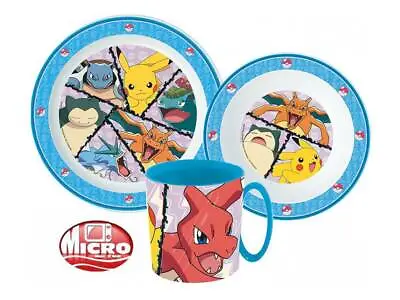 £10.99 • Buy Pokemon Childrens Kids Toddlers 3 Pc Dinner Breakfast Set Plate Bowl Mug