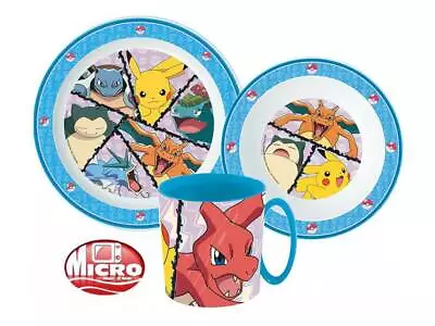 Pokemon Childrens Kids Toddlers 3 Pc Dinner Breakfast Set Plate Bowl Mug • £10.99