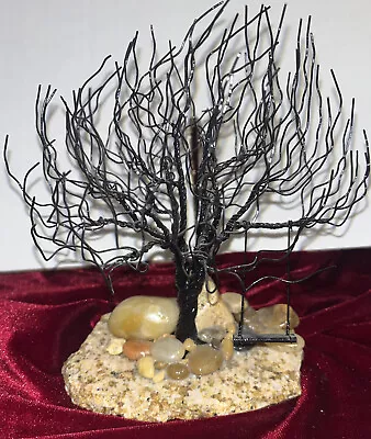 Vintage Gerald Wayne Sanders Handmade Black Wire Sculpture Tree With Swing 2017 • $32