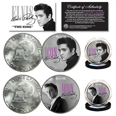 ELVIS PRESLEY Icon Official 1976 Bicentennial IKE Eisenhower Dollar 2-Coin Set • $19.95