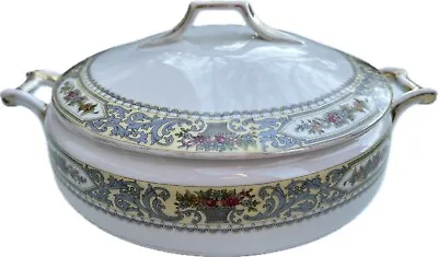 Mepoco Ware Czechoslovakia Floral W/Baskets Serving Bowl W/Lid 7295 8” Diameter • $25