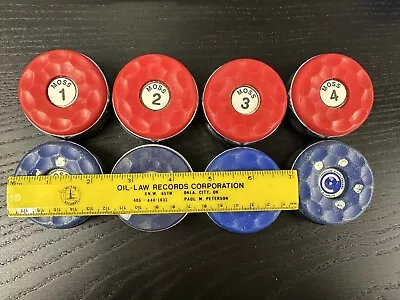 AMERICAN SHUFFLEBOARD Pucks Set Of 8 Blue Red Used • $89.99