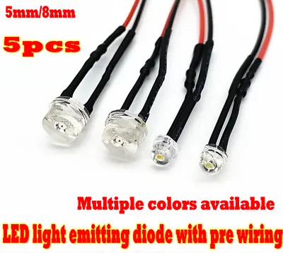 5PCS LED Bulb Pre Wired Light Emitting Diode Small 20cm Wire 3V5V6V12V24V220V • $3.40