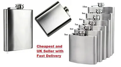 £3.69 • Buy ⭐HIP FLASK Stainless Steel Pocket Drink Whisky Flasks Alcohol Gift Steel 8, 10oz