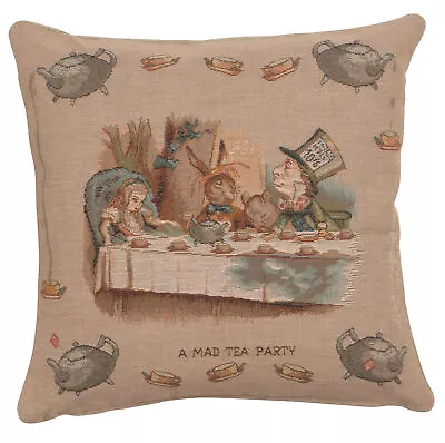 The Tea Party Alice In Wonderland French Jacquard Tapestry Cushion Cover • $55