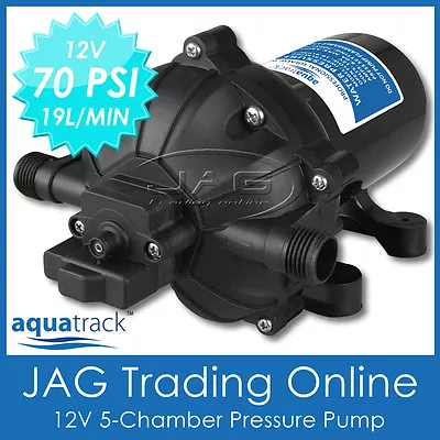 12V 5-CHAMBER 19L/MIN WATER PRESSURE PUMP 70 PSI - Caravan/Boat/Marine/Washdown • $123.92