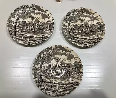 4 Royal Mail Brown Fine Staffordshire Bread Dessert Plates Made In England • $15.99