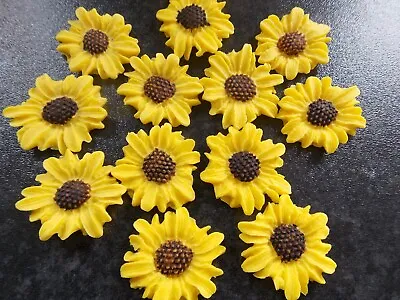 12 Edible Fondant Sunflower Cake/cupcake Toppers • £6.50