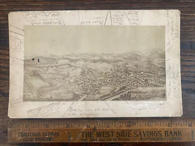 Morrisville VT Birds Eye View Cabinet Card Antique Map Vermont Names Ca 1910 • $38