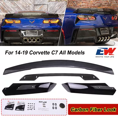 Z06 Stage 3 Rear Trunk Lid Spoiler For 2014 - 2019 Corvette C7 Carbon Fiber Look • $179.99