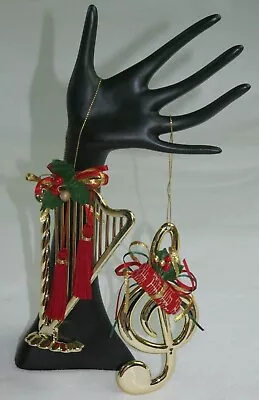 Lot Large Gold Christmas Tree Ornaments Harp Instrument Musical Note Embellished • $15.99