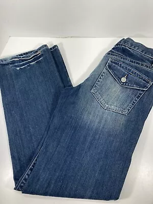 Mossimo Jeans Boyfriend Straight Leg Denim Blue Womens Sz 9 Flap Pocket Stretch • $19.46
