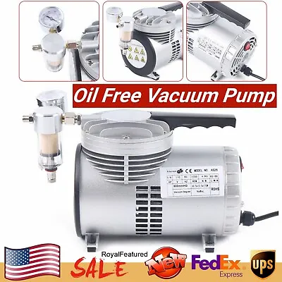 Diaphragm Vacuum Suction Pump Lab Oilless Mute Vacuum Pump 1/6HP 20-23L/min  • $74.11