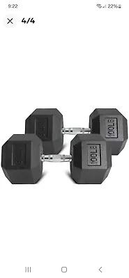90 Lb Rubber-Coated Hex Dumbbell Set Fitness Weight Lifting Curl Black • $150