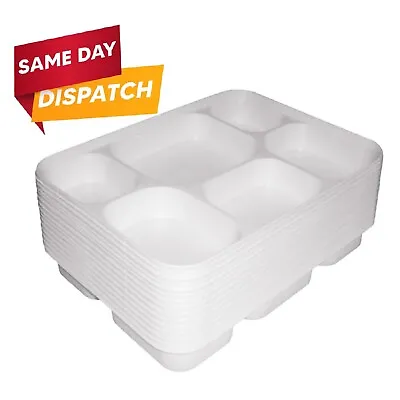 500 X Plastic Trays 6 Section Compartment For Catering & Food Takeaway • £209.90
