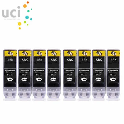 8 Black UCI Ink Cartridges For Canon IP3300 IP3500 IP4200 IP4300 IP4500 PGI5 • £9.80