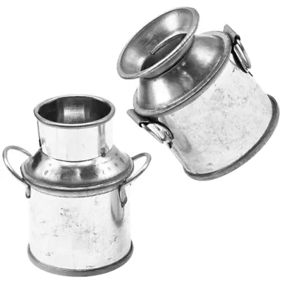 2Pcs Metal Milk Can Galvanized Vase Shabby Chic Jug For Home Decor-OW • £8.59