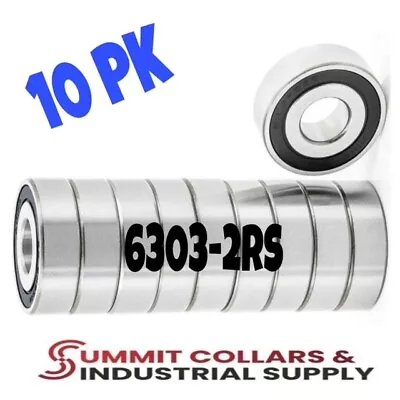 (10) 6303-2RS Premium Rubber Seal Ball Bearing C3 EMQ 17x47x14 6303 2RS 6303rs • $21.49