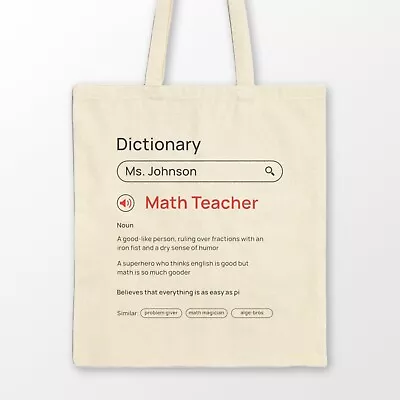 Personalized Math Teacher Gift Tote Bag Teacher Appreciation Gifts Canvas Totes • $16.85